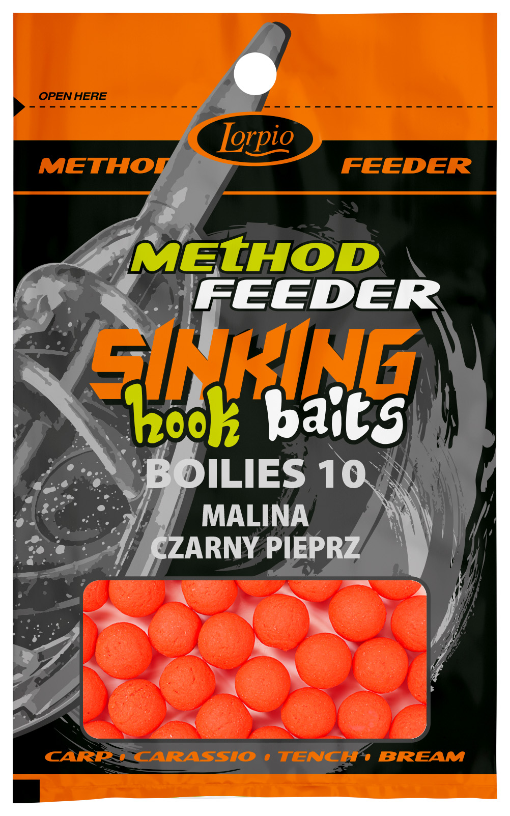 LORPIO PRZYNĘTA HOOK BAITS SINKING BOILES 10 MM MALINA CZARNY PIEPRZ 20G