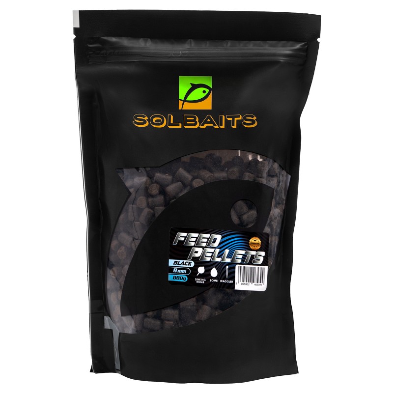 SOLBAITS PELLET FEED PELLETS BLACK 9 MM 800G